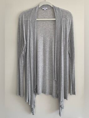 Splendid Gray Open-Front Draped Cardigan